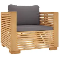 Syfax Gartensessel mit Dunkelgrauen Kissen Massivholz Teak