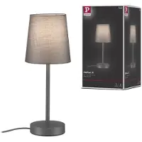Paulmann Tischleuchte Stellan II, grau, Höhe 40 cm, Textil