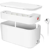 Logilink Outlet Strip, Storage box w/4 safety +1 Euro socket, w/2x USB-A, 1x USB-C, white