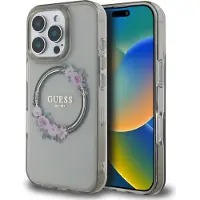 GUESS Guhmp16Xhfwfck Iphone 16 Pro Max 6.9 Schwarz/Schwarz Hardcase Iml Flowers Wreath Magsafe
