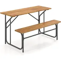 Northix Picknicktisch-Set aus Akazienholz für 2 Personen mit Metallbeinen