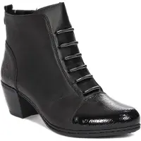 Rieker Stiefel Schwarz aus Naturleder mit Antistress-Einlage, Reißverschluss, Fleece-Futter, leicht