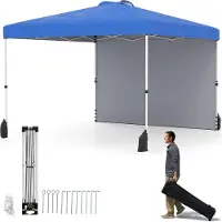 Northix 3 x 3 m Pop-Up-Pavillon mit Seitenwand, tragbar, blau