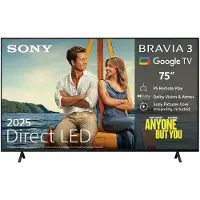 Sony K-75S3, 189,2 cm (74.5"), 3840 x 2160 Pixel, LED, Smart-TV, WLAN, Schwarz