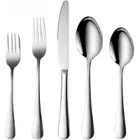 Happyment Happiq 5-teiliges Besteckset – Messer, Gabel, Löffel – Für Dinner, Küche & Outdoor – Edelstahl mit Steakmessern – Stilvoll & Tragbar
