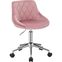 Happyment Deluxe Bürostuhl – Für Erwachsene – Rosa – Auf Rollen – Ergonomischer Bürostuhl – Velvet – Höhenverstellbar