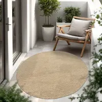 Paco Home In- & Outdoor Teppich Flachgewebe einfarbig modern wetterfest für Terrasse Küche 160 cm rund