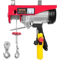 Vevor 230V Elektrische Seilwinde 300kg bis 600kg Hubhöhe 12m Seilzug Motorwinde 1150W Motor Flaschenzug 10m/min Hubgeschwindigkeit Hebezug mit Kabelgebundener Steuerung Seilhebezug Kettenzug