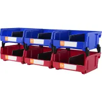 Vevor 6er-Set Sichtlagerboxen Stapelboxen Stapelkisten Lagerkästen Blau/Rot