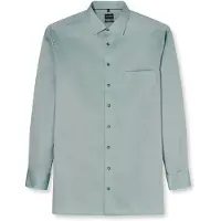 Olymp Langarmhemd "Big & Tall", Herren, Gr. 49, N-Gr, grün, Web, Obermaterial: 100% Baumwolle, gemustert, normal, 2-Knopf-Manschette verstellbar, Hemden Langarmhemd, New Kentkragen, comfort fit