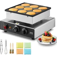 OEM Mini-Pfannkuchenmaker kommerzielle Dutch mini Pfannkuchen Maschine, 9 Stk., 76 mm Durchmesser, Dorayaki-Backmaschine, 850 W, Temperatur- und Zeitregelung, in Küchen, Cafés und Restaurants