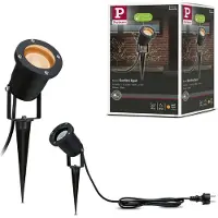 Paulmann LED Gartenstrahler "IP65 rund 92mm 2200K 4,3W 320lm 230V 38-38 Schwarz Metall", schwarz, H:32cm Ø:9,2cm, Leuchten, LED Gartenstrahler, Goldlicht insektenfreundlich