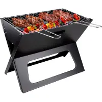 Huismerk Tischgrill Holzkohle Camping-Grill Faltbarer tragbarer Barbecue mit Feuerschale