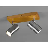 Meine Wunschleuchte Deckenstrahler 2-flammig Silber mit Holz, Spots inkl. GU10 LED, Breite 26cm