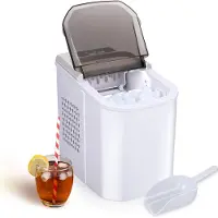 Alpina sport alpina Eiswürfelmaschine - 2 Größen von Eiswürfeln - Eiswürfelbereiter - Produktion in 10-12 Minuten - Transparenter Deckel - Weiß