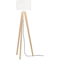 Fischer & Honsel Leuchten Stehlampe SHINE-WOOD, weiß/nickel/eiche, Höhe 164 cm 3 x E27