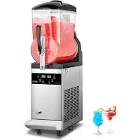 Vevor kommerzielle Slusheis Maschine 12 L Einzeltank-Maschine für gefrorene Getränke, 48 Tassen Edelstahl Slush-Eismaschine mit elektronischem Tastenfeld Softeis Maker für Partys Restaurants Cafés