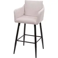 Mendler Barhocker HWC-H93, Barstuhl Tresenhocker, Fußablage Metall Stoff/Textil creme-beige