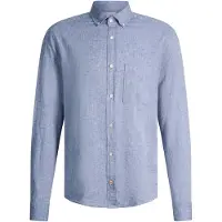 JOOP! Langarmhemd JOOP JEANS "Hali", Herren, Gr. XXL, N-Gr, dunkelblau, Web, Obermaterial: 55% Leinen, 45% Baumwolle, unifarben, regular fit normal, 1-Knopf-Manschette, Hemden Langarmhemd