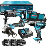Makita COMBO DLX3078TX1 18V DGA504 + DHR241 + DDF482 Winkelschleifer Bohrhammer Bohrschrauber