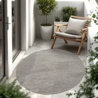 Paco Home In- & Outdoor Teppich Flachgewebe einfarbig modern wetterfest für Terrasse Küche 120 cm rund