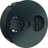 Bachmann TWIST 1x Schutzkontakt, Aderendhülsen, USB-Charger, Schutzkontaktmontagestecker, schwarz, 2 m