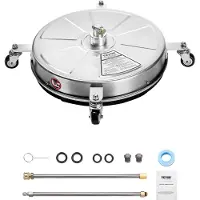 Vevor 465 mm Hochdruckreiniger-Oberflächenreiniger, Flächenreiniger aus Edelstahl mit 4 Rädern, max. 4000 PSI, 1/4-Zoll-Schnellanschluss, 2 Sprühdüsen, 2 verlängerte Stäbe für Beton, Terrasse, Deck