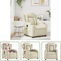 The Living Store Massagesessel Creme Kunstleder