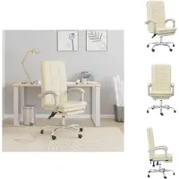 vidaXL Bürostuhl mit Liegefunktion Creme Kunstleder - Bürostühle
