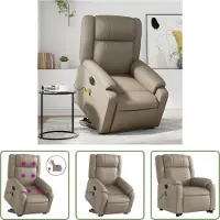 The Living Store Massagesessel mit Aufstehhilfe Elektrisch Cappuccino Kunstleder