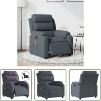 The Living Store Massagesessel Elektrisch Dunkelgrau Samt