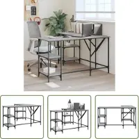 The Living Store Schreibtisch Grau Sonoma 139x139x75 cm Holzwerkstoff