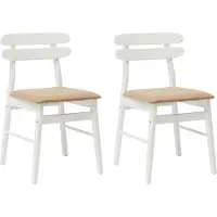 Syfax Esszimmerstuhl 2 pcs Weiß und Braun Massives Gummiholz