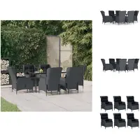 vidaXL 7-tlg. Garten-Essgruppe Dunkelgrau Poly Rattan - Gartenmöbel-Sets
