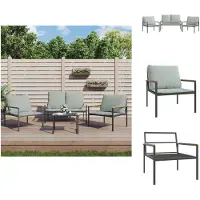 vidaXL 3-tlg. Garten-Lounge-Set mit Kissen Anthrazit Stahl - Gartenmöbel-Sets