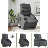 The Living Store Massagesessel mit Aufstehhilfe Grau Kunstleder