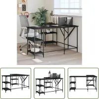 The Living Store Schreibtisch Schwarz 139x139x75 cm Holzwerkstoff