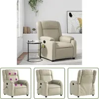 The Living Store Massagesessel Creme Kunstleder