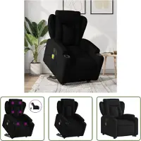The Living Store Elektrischer Massagesessel mit Aufstehhilfe Schwarz Stoff