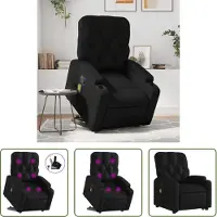 The Living Store Massagesessel mit Aufstehhilfe Schwarz Kunstleder