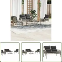 The Living Store 4-tlg. Garten-Sofagarnitur mit Kissen Hellgrau Poly Rattan