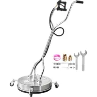 Vevor 535 mm Hochdruckreiniger-Oberflächenreiniger, Flächenreiniger aus Edelstahl auf Rädern, 310 Bar max. 0,95 cm Anschlussstück, Doppelgriff, 2 Düsen, Spray für Betonterrasse