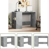 The Living Store Schreibtisch Betongrau 102x50x75 cm Holzwerkstoff