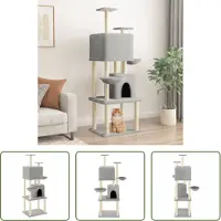 The Living Store Kratzbaum mit Sisal-Kratzsäulen Hellgrau 180 cm