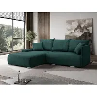 MargaretHadas24 Margaret Hadas24 Ecksofa L Form Lauren 246x188 cm mit Schlaffunktion, Bettkasten, Schlafsofa, 4 Sitzer Bettzeugablage Sofa Eckcouch Cord, grün, links