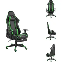 vidaXL Gaming-Stuhl mit Fußstütze Drehbar Grün PVC - Gaming-Sessel