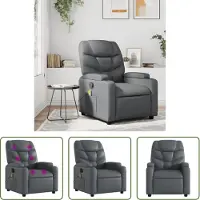 The Living Store Massagesessel Grau Kunstleder