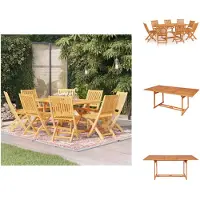 vidaXL 9-tlg. Garten-Essgruppe Massivholz Teak - Gartenmöbel-Sets