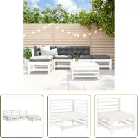 The Living Store 6-tlg. Garten-Lounge-Set Weiß Massivholz Kiefer