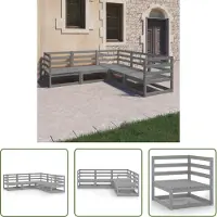 The Living Store 5-tlg. Garten-Lounge-Set Grau Kiefer Massivholz